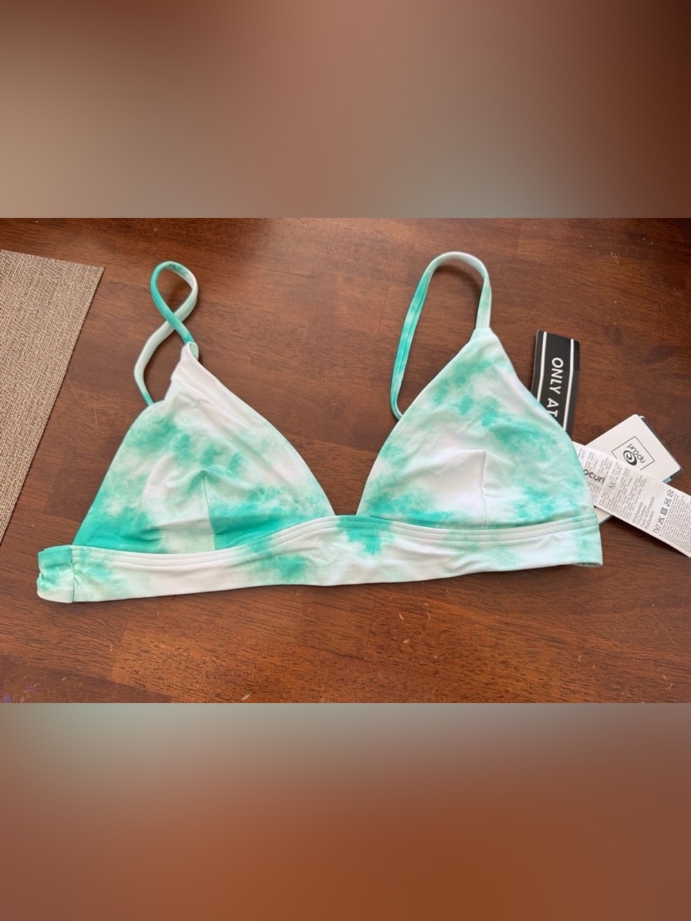 NWT Rip Curl bikini top green/white tie dye